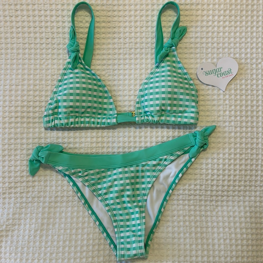 Green gingham bikini